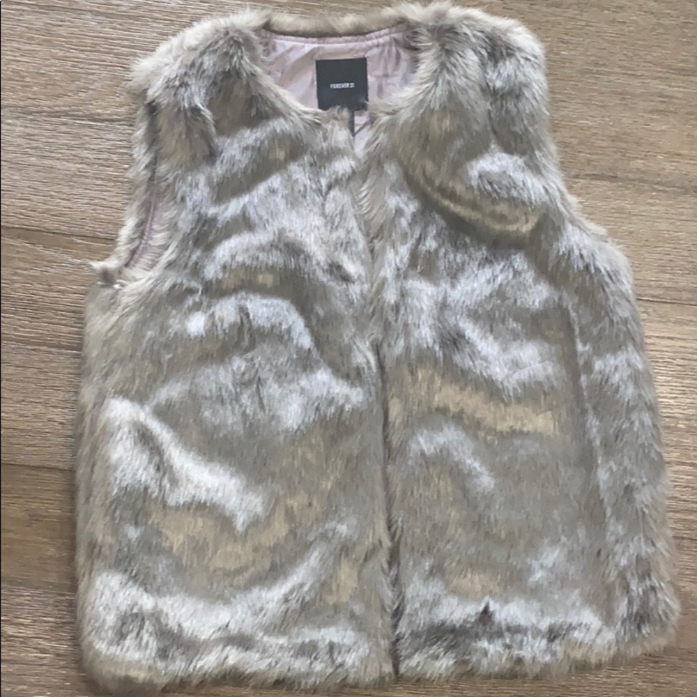 Gray Faux Fur Vest